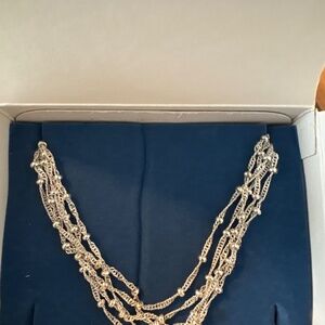 Silver tone multi strand necklace with length adjuster